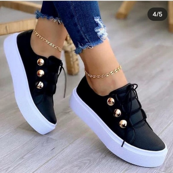 Size:5-11 Women Bigger Sizes Metal Decor Lace-up Loafers