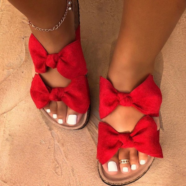 Size:6-11 Women Fashion Bow Decor Flats Slippers Shoes