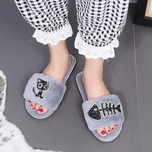 Women Fashion Suede Flat House Slippers