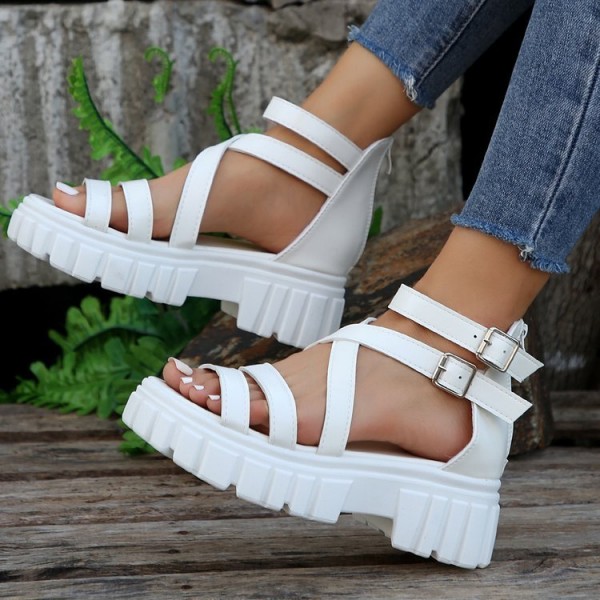 Women Fashion Plus-Size Thick-Soled Openwork Buckle Sandals