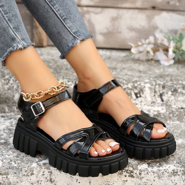 Summer Women Casual Plus Size Round Toe Thick-Soled Sandals